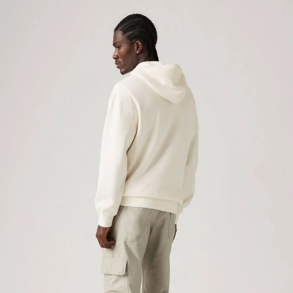 Men's Logo Hooded Relaxed Fit Sweatshirt - Off-White S